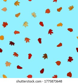 abstract vector doodle autumn leaves seamless pattern