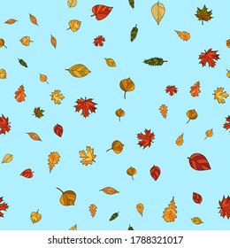 el doodle vector abstracto del otoño deja un patrón sin fisuras