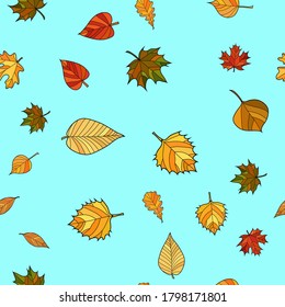 abstrakter Vektor Doodle Herbst Blätter nahtloses Muster