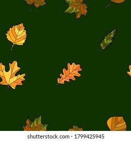 abstrakter Vektor Doodle Herbst Blätter nahtloses Muster