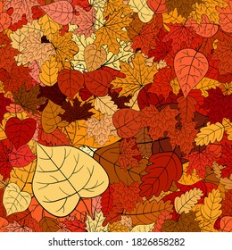 el doodle vector abstracto del otoño deja un patrón sin fisuras