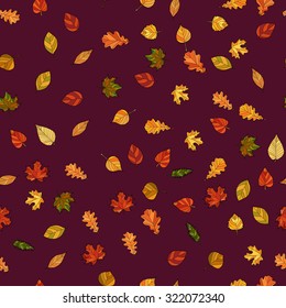 abstract vector doodle autumn leaves seamless pattern
