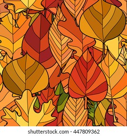 el doodle vector abstracto del otoño deja un patrón sin fisuras