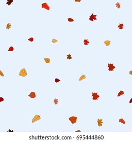 abstract vector doodle autumn leaves seamless pattern