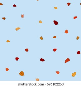 abstract vector doodle autumn leaves seamless pattern