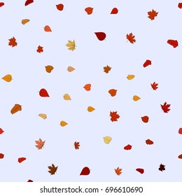 abstract vector doodle autumn leaves seamless pattern