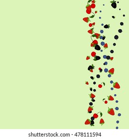 abstract vector doodle berry background with cherries and strawberries
