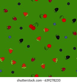 abstract vector doodle berry chaotic seamless pattern