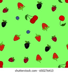 abstract vector doodle berry chaotic seamless pattern