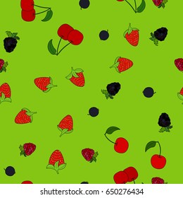 abstract vector doodle berry chaotic seamless pattern