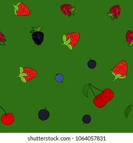 abstract vector doodle berry seamless pattern