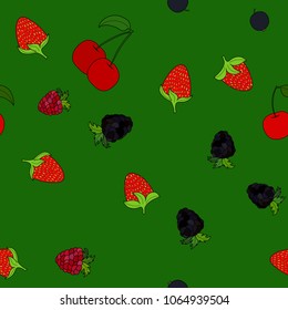 abstract vector doodle berry seamless pattern
