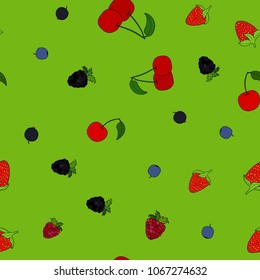 abstract vector doodle berry seamless pattern