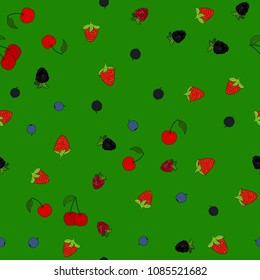 abstract vector doodle berry seamless pattern