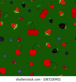 abstract vector doodle berry seamless pattern