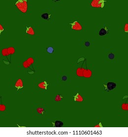 abstract vector doodle berry seamless pattern