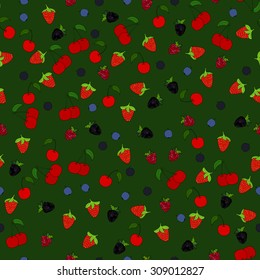 abstract vector doodle berry seamless pattern