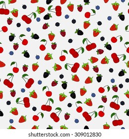 abstract vector doodle berry seamless pattern