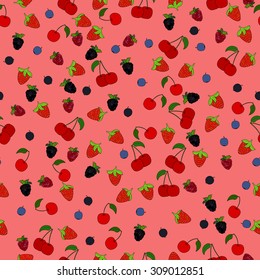 abstract vector doodle berry seamless pattern