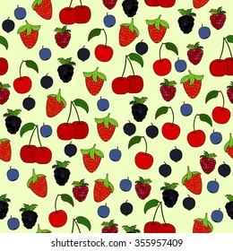 abstract vector doodle berry seamless pattern