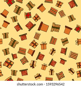 abstract vector doodle christmas presents seamless pattern