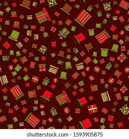 abstract vector doodle christmas presents seamless pattern