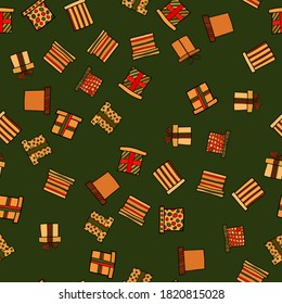 abstract vector doodle christmas presents seamless pattern