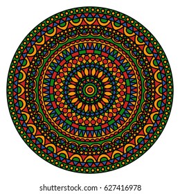 Vector abstracto doodle coloreado mandala brillante detallado