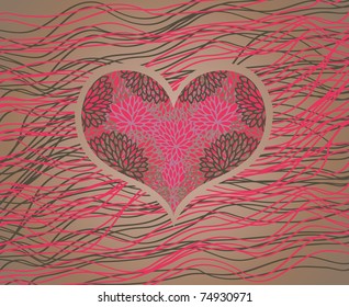 abstract vector doodle frame with heart