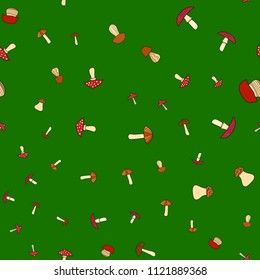 abstract vector doodle mushroom seamless pattern