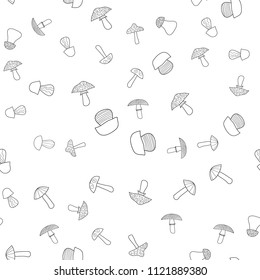 abstract vector doodle mushroom seamless pattern - coloring book