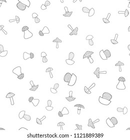 abstract vector doodle mushroom seamless pattern - coloring book