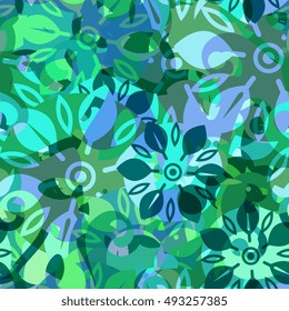 Abstract vector doodle seamless colorful flower pattern or background