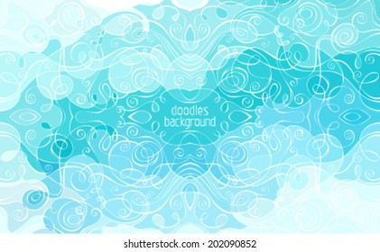  Abstract vector doodles background. Hand-drawn vector illustration with place for your text in the center.