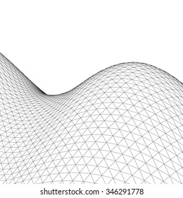 Abstract vector dot landscape background. Cyberspace grid. 3d technology vector illustration.