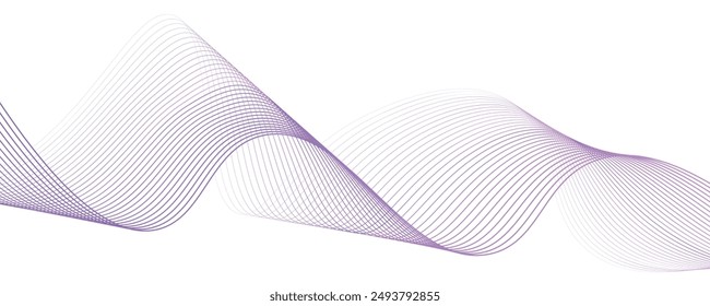 Abstract vector dot particles wave flowing smooth curve blue purple gradient color on white background. Futuristic technology concept.Suit for poster, banner, cover, website, flyer. Vector ilustration