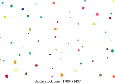 Abstract Vector Dot. Seamless Holiday Spot. Polka Dot. Rainbow Pattern Baby Splash. Small Happy Color Background. Irregular Ink Dot Concept. Purple Random Spot Polkadot. Pink Random Explosion Frame.