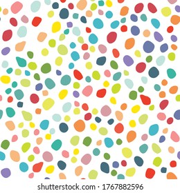 Abstract Vector Dot. Seamless Vintage Spot. Small Retro Color Background. Polka Dot. Orange Random Spot Splatter. Blue Random Background Polka. Rainbow Pattern Cute Effect. Carnaval Eps Dot Splotch.