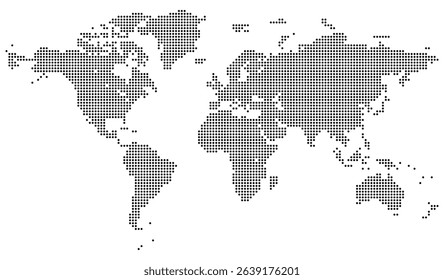 Abstract vector dot shape showing Earth with a dotted world map pattern. Ideal for clip art, cartographic tools, or business materials. Realistic dotted world map feathering country boundary