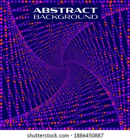 Abstract vector with dots, swirled in a spiral on a dark blue background. For advertising and printed products.
