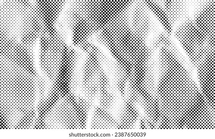Abstract Vector Dotted Halftone Crumpled Paper Texture with Transparent Background