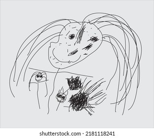 abstract vector drawing of 5 year old child's imagination doodle