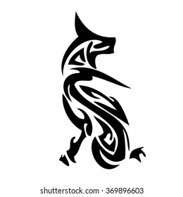 abstract vector drawing of a cat on white background