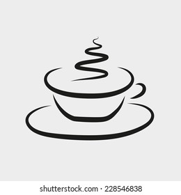 Abstract vector drawing of a cup of coffee or tea