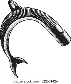 Abstract vector drawing of dolphin in black and white colors for tattoo