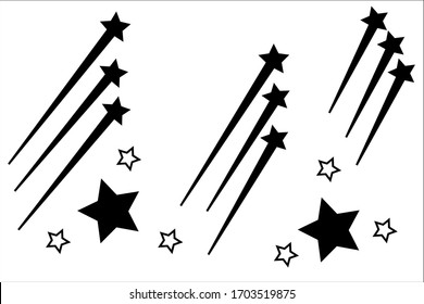 abstract vector drawing of falling stars on a white background