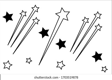 abstract vector drawing of falling stars on a white background