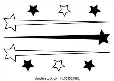 abstract vector drawing of falling stars on a white background