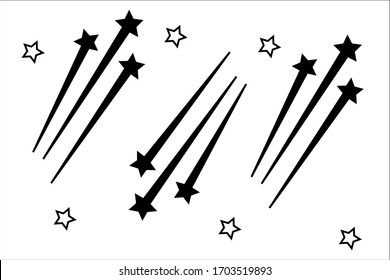 abstract vector drawing of falling stars on a white background