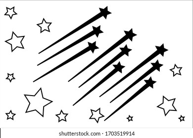 abstract vector drawing of falling stars on a white background